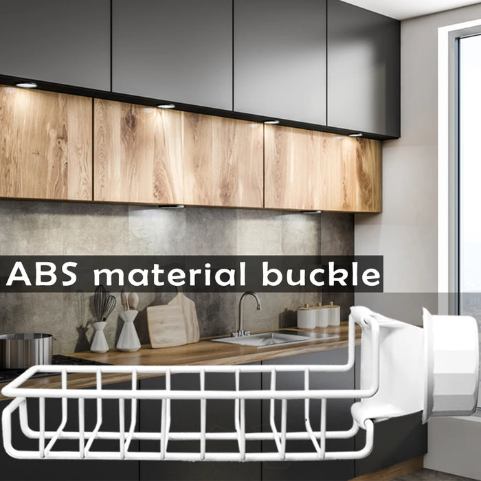 Stainless Steel Under-Tap Sponge Holder — Adjustable Kitchen & Bathroom Rack