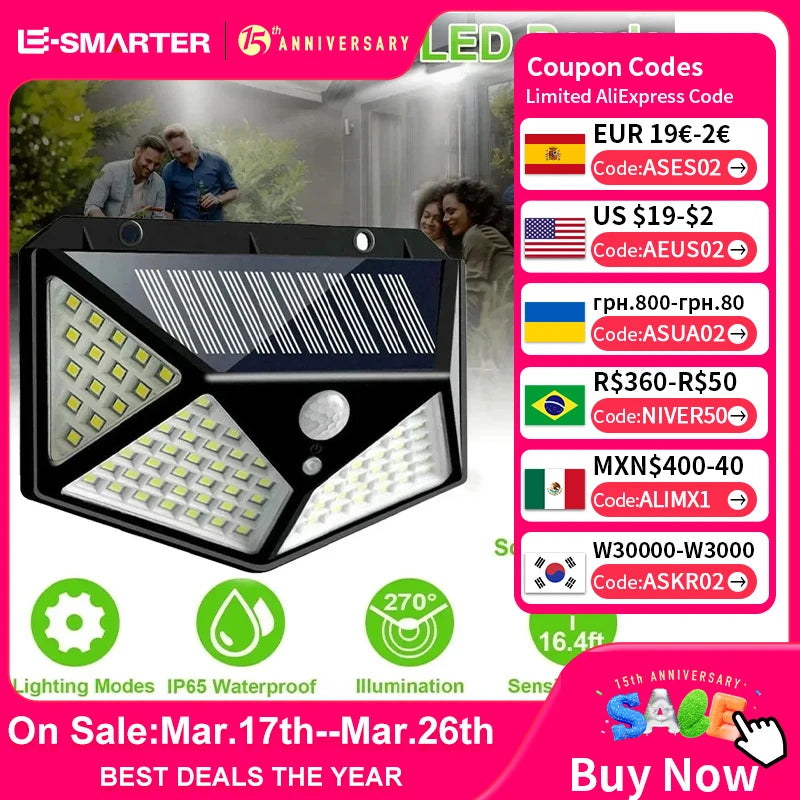 Zonne-LED-lamp - Multifunctionele op zonne-energie aangedreven schijnwerper, waterdicht, met bewegingssensor - Ideaal voor buiten tuinversiering