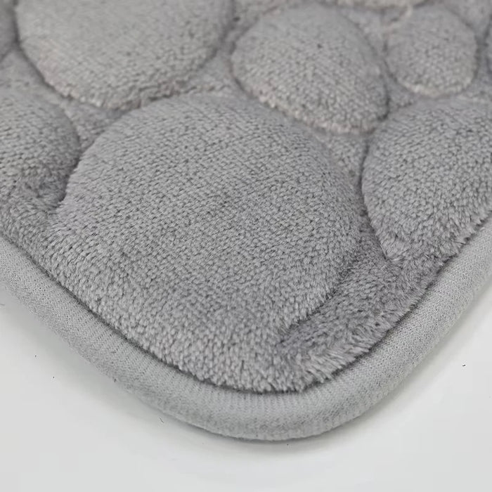 3-piece Microfibre Bath Mat Set — Absorbent, Non-slip, Stone Pattern