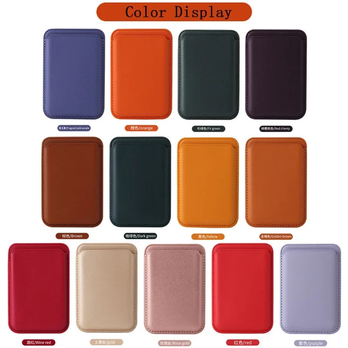 Magnetic Leather Wallet Card Holder MagSafe Phone Stand for iPhone 11–15 Series