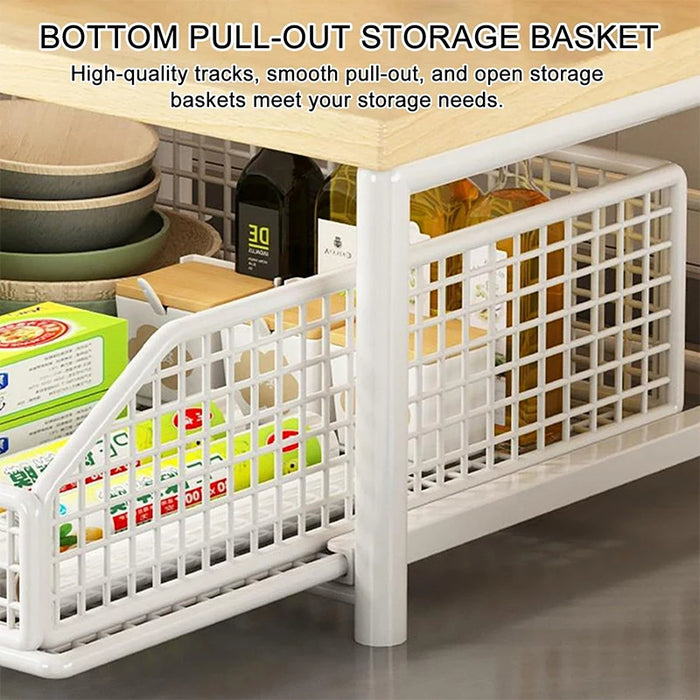 2026 Kitchen Countertop Organiser Rack — Pull-Out Shelf for Microwave, Coffee Machine & Printer