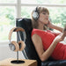 Walnut Wood & Aluminium Headphone Stand with Solid Metal Base — Desk Headset Holder