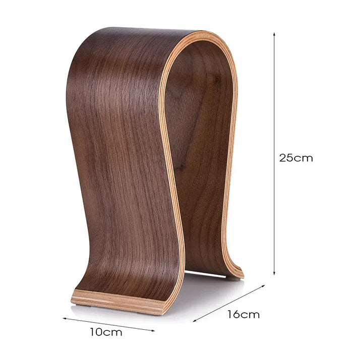 2025 Walnut U-Shape Wooden Headphone Stand – Desktop Hanger