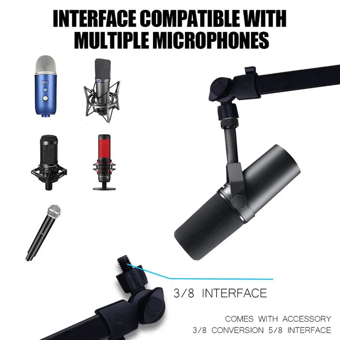Desk-mounted Microphone Boom Arm – Heavy-duty Aluminium, 360° Rotation