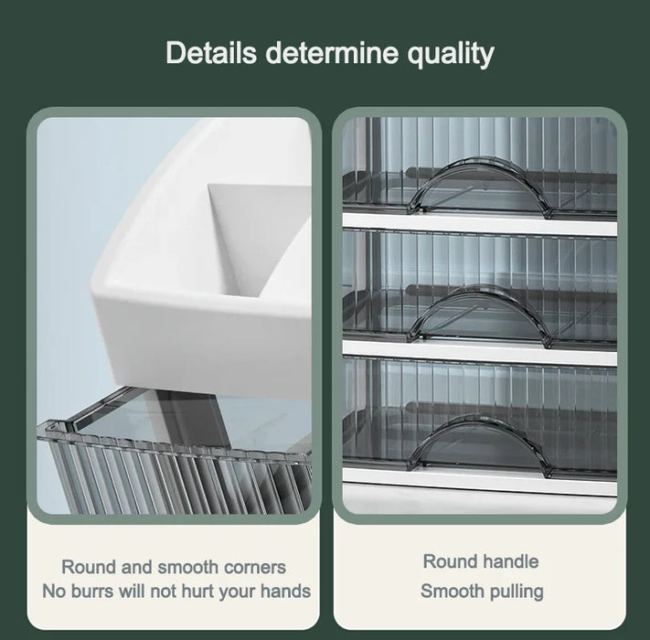 PP 5-Layer Drawer Makeup Storage Box – Multi-layer Cosmetic Organiser (White / Pink)