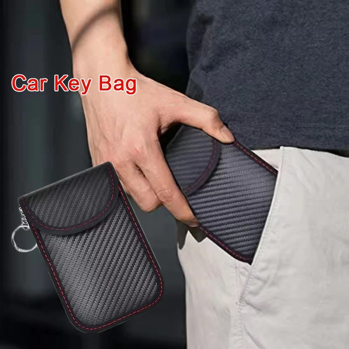 Keyless Car Key Faraday Pouch — RFID Signal Blocking Fob Case (Carbon Fibre)