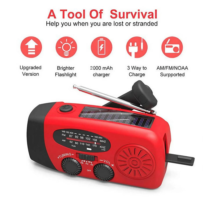 Disaster Prevention Emergency Flashlight Radio Solar Hand Crank Rechargeable Rechargeable Multifunctional LED Reading Light Radi