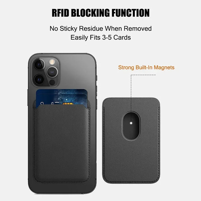 Magnetic Leather Wallet Card Holder MagSafe Phone Stand for iPhone 11–15 Series