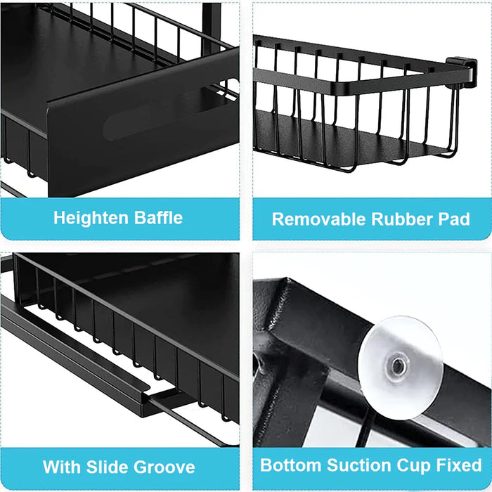 2-Tier Pull-Out Under-Sink Storage Rack – Sliding Cupboard Organiser
