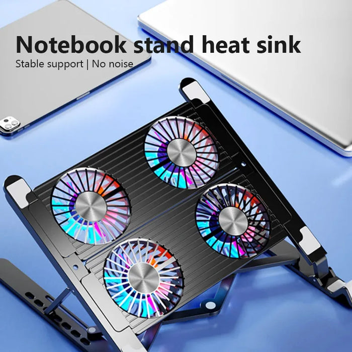 Foldable Laptop Cooling Stand with 4 Fans — Fits 13–17.3-inch Notebooks