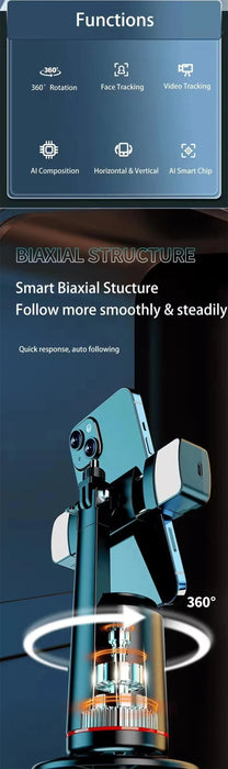 360° Follow-Tracking Phone Gimbal with Remote and Desktop Monopod