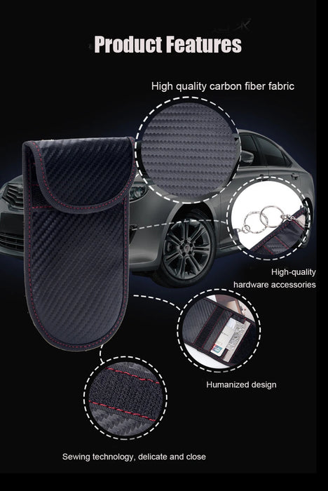Signal-Blocking Car Key Pouch – RFID Faraday Bag, Two Pockets