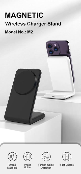 MagSafe Magnetic Wireless Charger Dock Stand — 15W Fast Charge for iPhone 12–16 (Mini/Pro/Max/Plus)