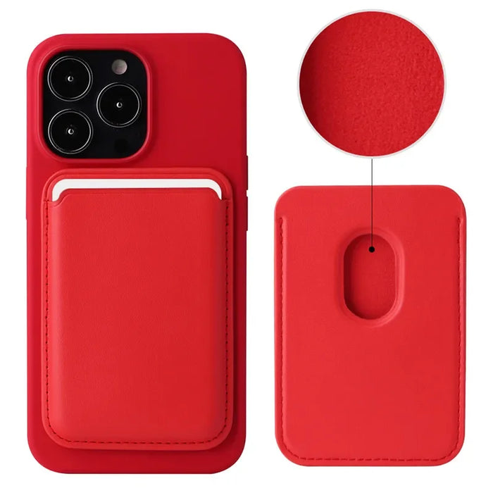 Magnetic Leather Wallet Card Holder MagSafe Phone Stand for iPhone 11–15 Series