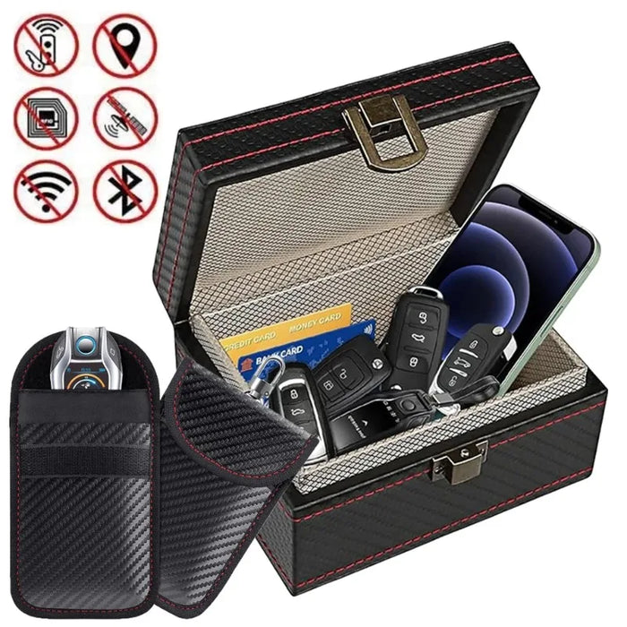 Faraday Key Fob Signal Blocker – Carbon Fibre RFID Protector (Various Sizes)