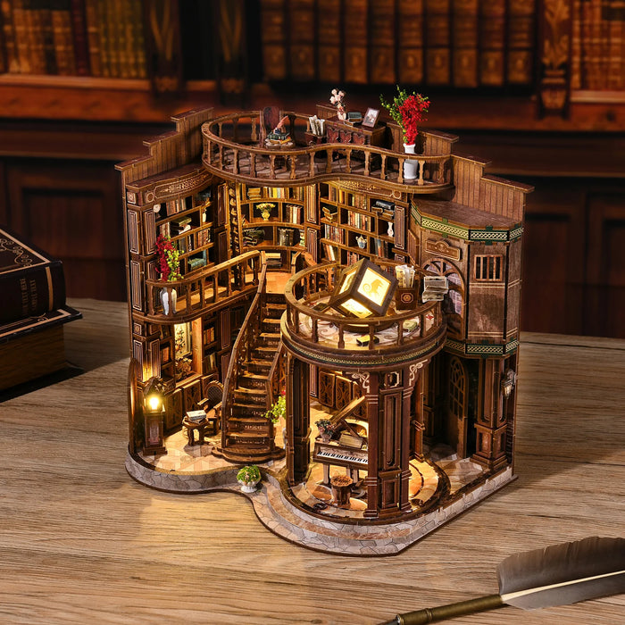 Retro Dreamy 3D Wooden Miniature House Kit — DIY Bookshelf Insert