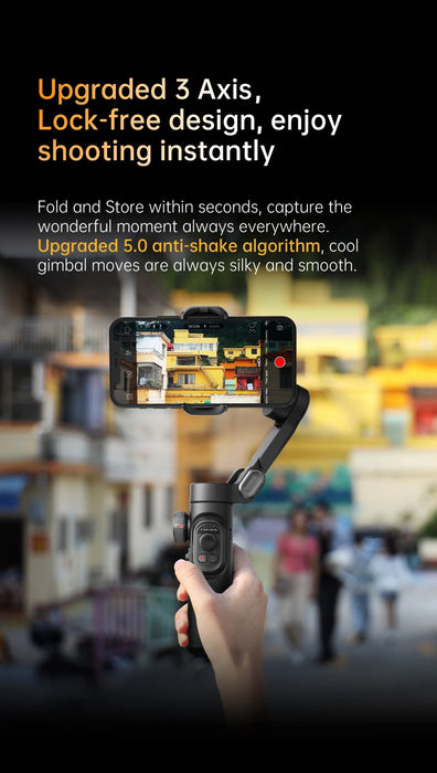 3-Axis Handheld Gimbal Stabiliser SmartXE — AI Face Tracking for iPhone & Android