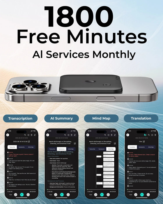 AI Voice & Call Recorder — Speech-to-Text, Summarisation, 102 Languages, 64GB