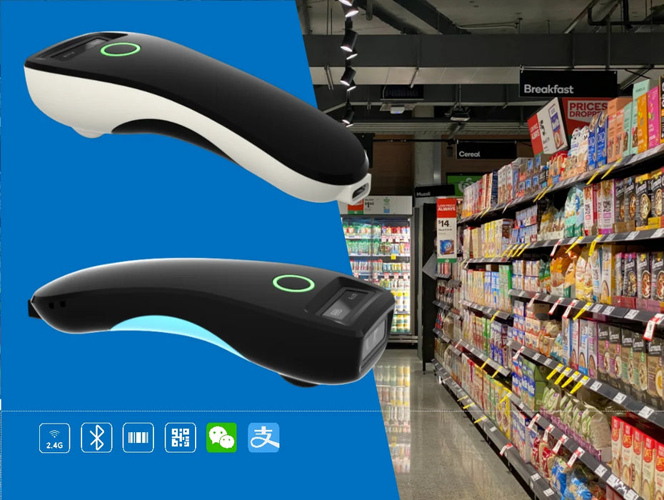 Mini Handheld 2D Barcode Scanner — Wireless (2.4G/Bluetooth) & USB, 1D/2D/QR/PDF417 with Storage