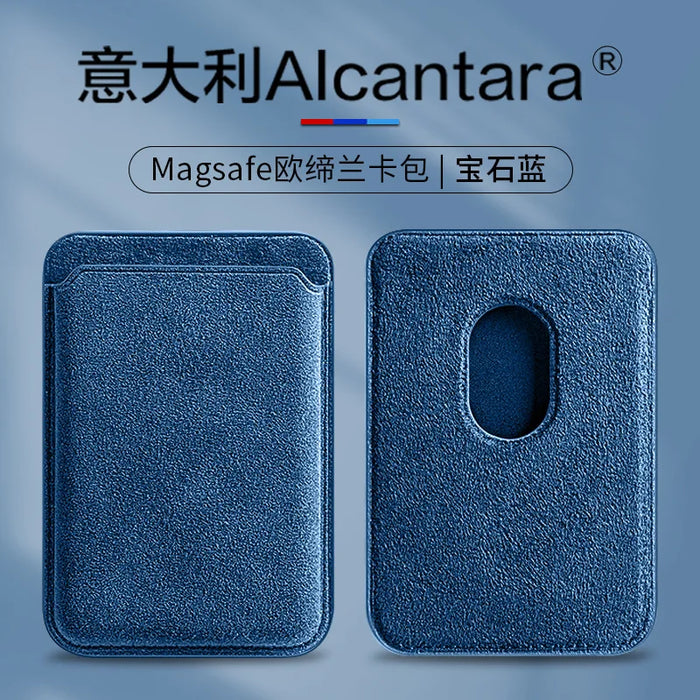 Real Italian Alcantara MagSafe Wallet Case for iPhone 12–16 (Built-in Card Holder)