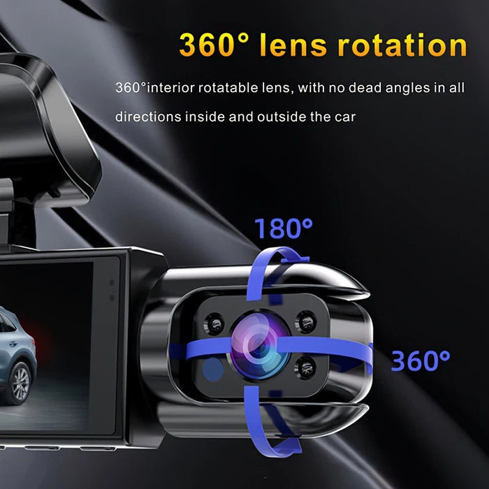 1080P Wi‑Fi Dual Dash Cam — Front & Interior, Night Vision, Loop Recording