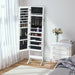 Lockable Freestanding Jewellery Armoire with Adjustable Full-Length Mirror — White