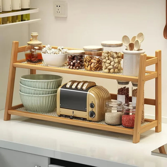 2-Tier Bamboo Spice Rack – Counter & Cabinet Organiser