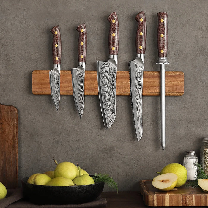 Magnetic Knife Holder 400mm — Acacia Wood Kitchen Rack (Holder Only)