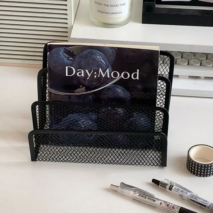 4-Tier Iron Mesh Desk Organiser – Letter Holder for Documents & Stationery