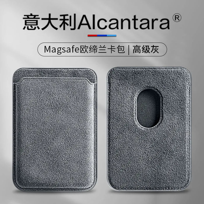 Real Italian Alcantara MagSafe Wallet Case for iPhone 12–16 (Built-in Card Holder)