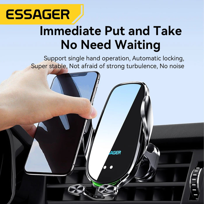 15W Qi Wireless Car Vent Phone Holder – Fast Charging & Auto Grip