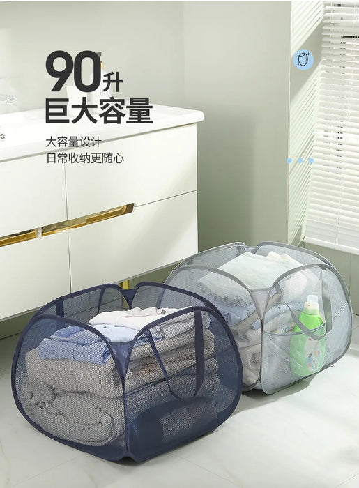 90 L Collapsible Laundry Basket – Pop‑Up Foldable Hamper with Reinforced Handles