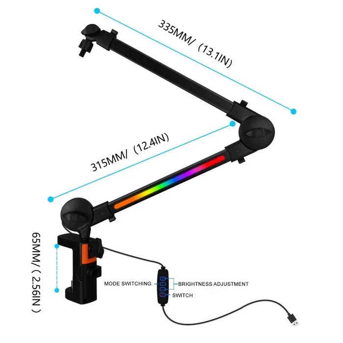 360° Rotating Microphone Boom Arm — Adjustable Aluminium Desk Stand for Streaming