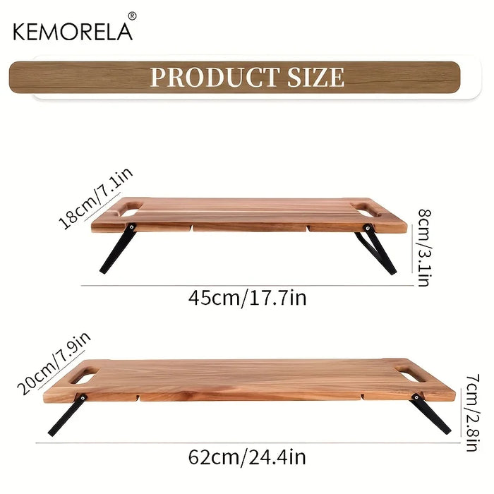 Acacia Wood Charcuterie Board with Handles & Folding Legs — Rectangular Serving Tray