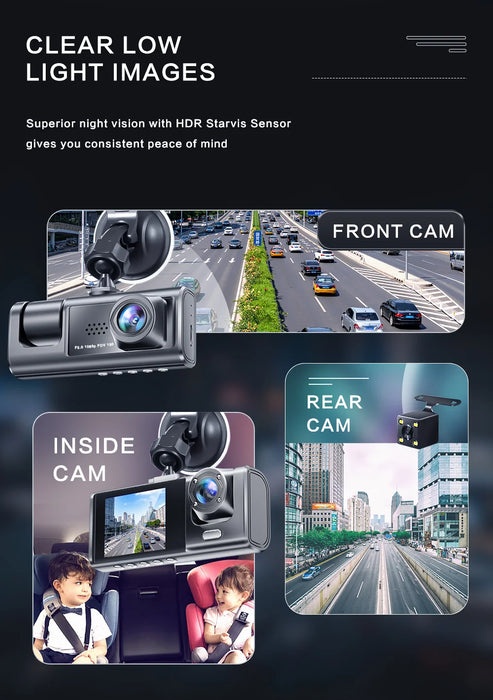 1080P Dual Dash Cam — Front and Interior with IR Night Vision