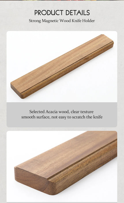 Magnetic Knife Holder 400mm — Acacia Wood Kitchen Rack (Holder Only)