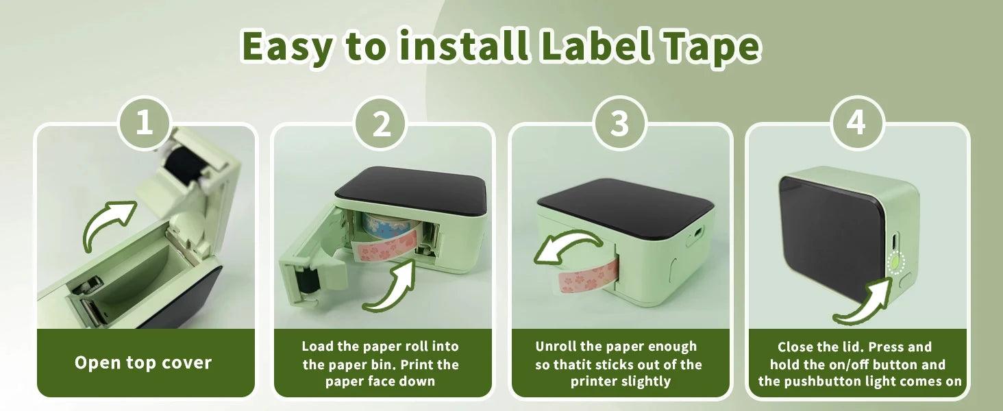 P15 Mini Portable Thermal Label Printer — Bluetooth, Inkless, Type-C Recharge