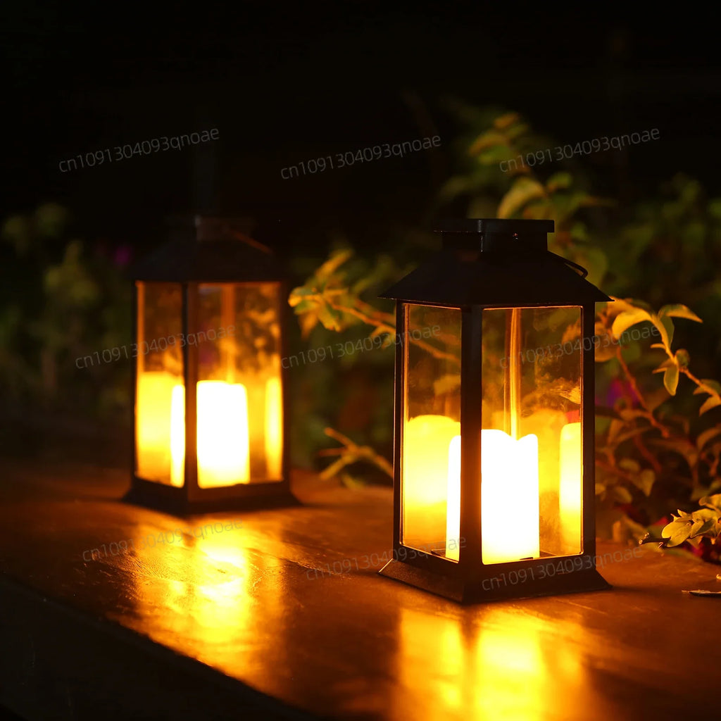 Neoglint solcellelanterne lys model - LED flammeløs stearinlys have dekorativ belysning - perfekt til udendørs arrangementer, baghavefester og borddekorationer