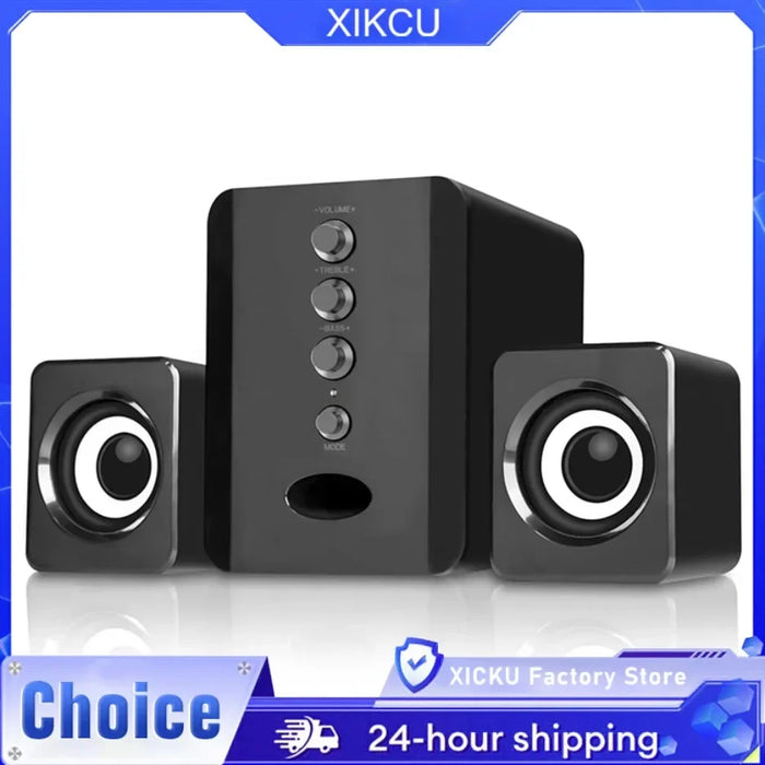 2.1 USB-Powered PC Speaker Set with Subwoofer — Compact Stereo for Laptop, Phone & TV