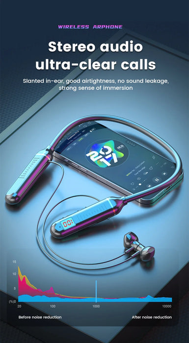 Neckband Earphones G07 — Bluetooth 5.1, ANC, LED Display, Waterproof