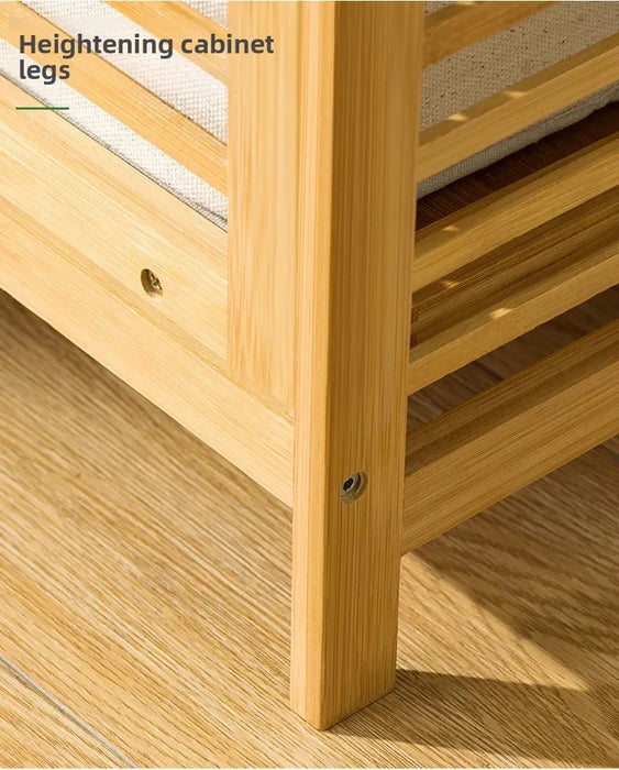 3/4-Tier Bamboo Laundry Hamper & Bathroom Rack with Pull-Out Shelves