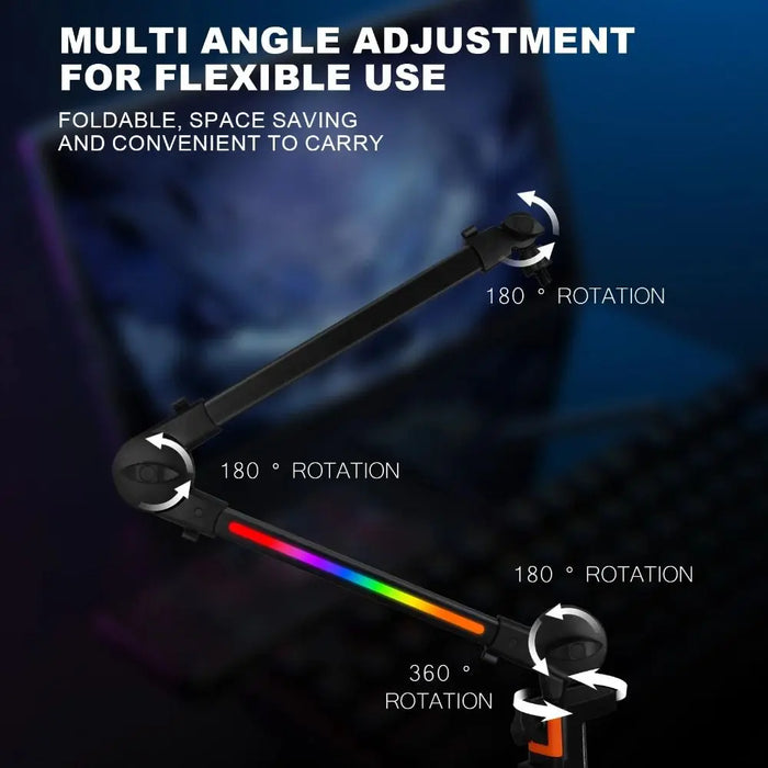 360° Rotating Microphone Boom Arm — Adjustable Aluminium Desk Stand for Streaming