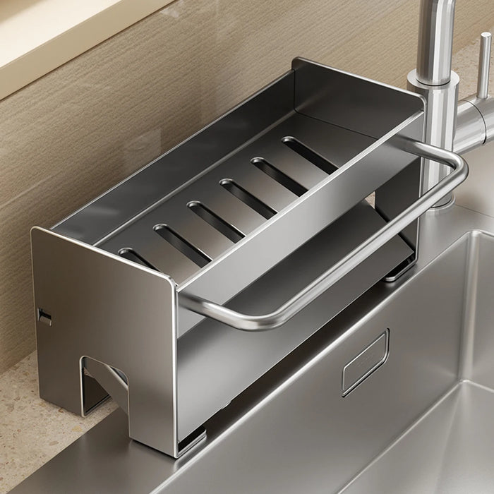 Kitchen Sink Stand & Sponge Holder – Metal Dish Drainer Organiser (Grey/White/Black)