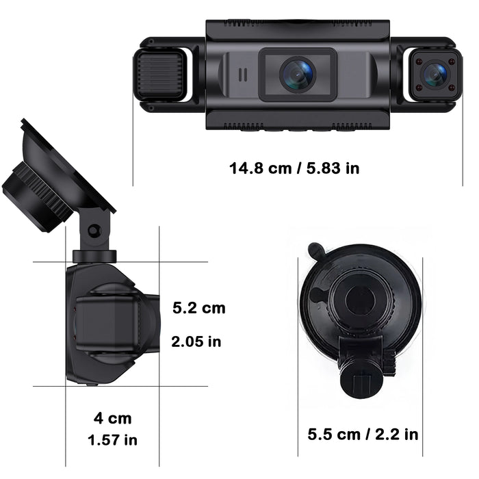 4-Channel Car Dash Cam with Wi‑Fi — FHD 1080p Front, Side & Rear, Night Vision, Hardwire Option