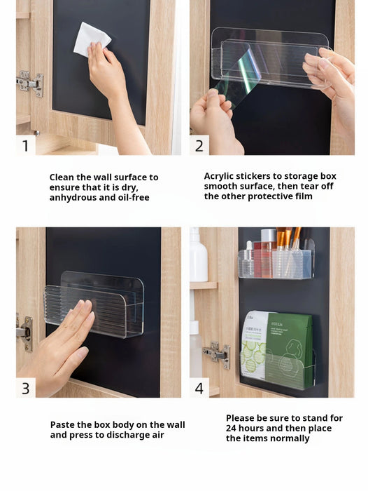 Slim Wall-Mounted Clear Storage Box — Cabinet & Medicine-Cabinet Organiser