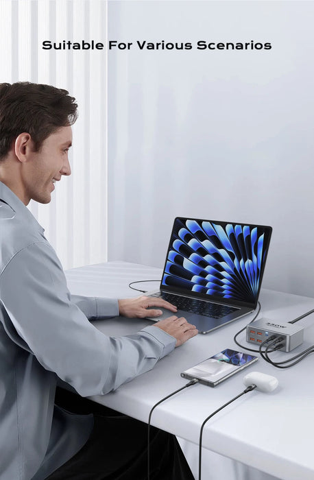 330W 10‑Port GaN USB‑C Charger — Dual 100W PD3.0/PPS Fast Charging Station