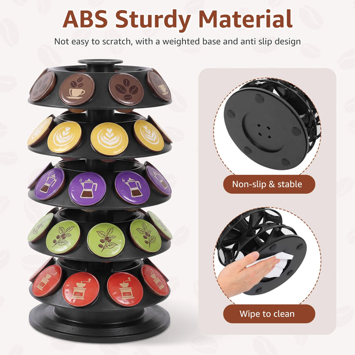 40-Capsule Rotating Coffee Pod Organiser – 360° Turntable, Space-Saving