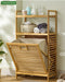 Adjustable Bamboo Laundry Hamper & Bathroom Rack with Pull-Out Shelves