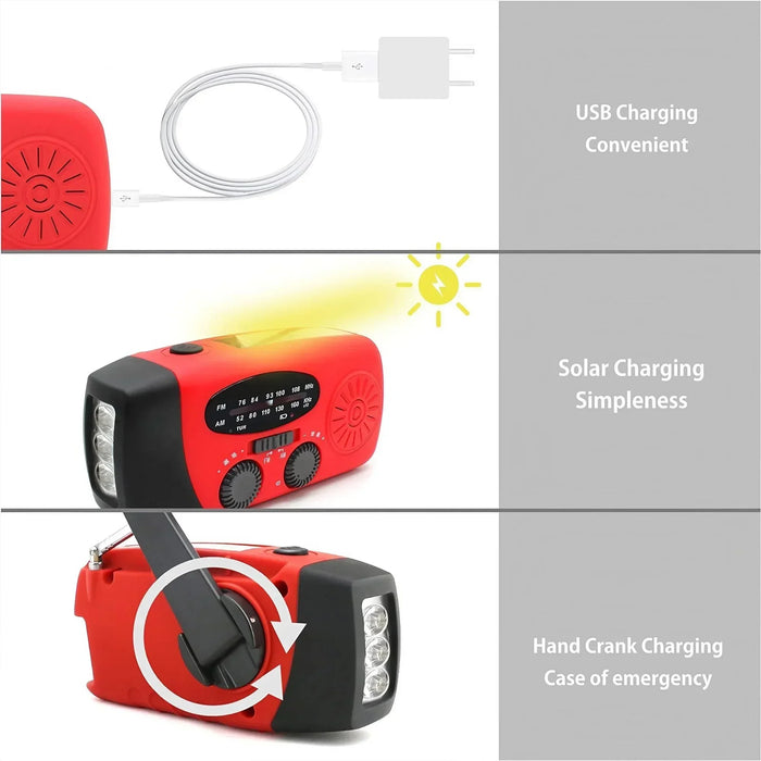 Disaster Prevention Emergency Flashlight Radio Solar Hand Crank Rechargeable Rechargeable Multifunctional LED Reading Light Radi