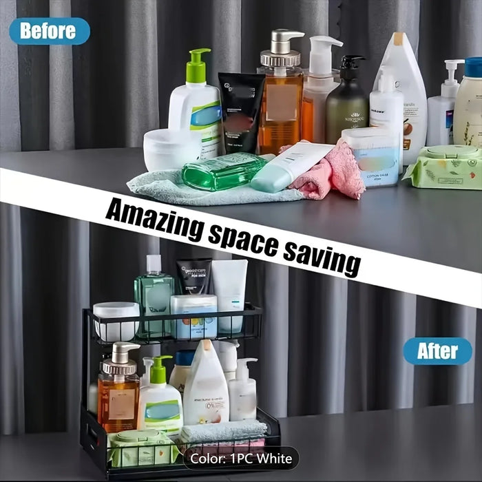Under-Sink Sliding Drawer Organiser — Metal Pull-Out Shelves for Kitchen, Bathroom & Garage